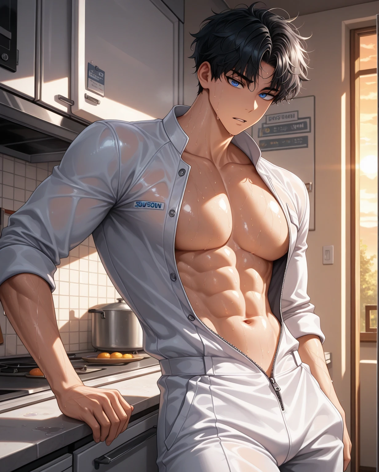 manhandsome,Not wearing a shirt,white skin,หน้าhandsome,shirtless,high definition,Masterpiece,short hair,Arm muscles,Chest muscles,smile, be happy,Wear cream-colored slacks.,,V-shaped,making pastry dough,Enter the kitchen with pastel colors..,Beat the dough to make dessert.,ร่างกายman,sexy body,Cake chocolate,หน้าhandsome,Cream color hair,Moisturized mouth,seductive eyes,topless,brown eyes,whipped cream,4k,Beat the pastry dough,perfect body,perfect belly,Body Show,sharp photo,Studio Lights,Hot person,chocolate,spread your legs,Clear body,chocolate spread,bright colors,sloppy,Pleading faces,Masterpiece, only, perfect eyes, short hair ผม, The body has moderate muscle., , Cool pose, handsome, shirtless, look good, ((best quality)), ((Masterpiece)), (detailsed), perfect face, man,ร่างกายของman,muscle,strong,shirtless ,slightly above,10,more than_details,best quality,Sharp focus,Masterpiecedetails eyes,extreme details,super details,bright colors,movies,High quality,Tie your hands..,look up,close to the body,leather belt,Playful,white teeth
