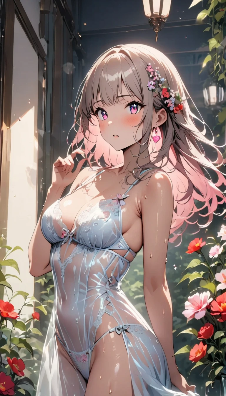 (lingerie photo:1.1, in white garden:1.5), Masterpiece, best quality, (very detailed CG unity 8k wallpaper), (best quality), High definition RAW color art, Animation,sculptures, (pink Marble Skin), (((Ultra detailed elegant))), Magical atmosphere, Detailed skin, Texture,(Intricately detailed, Fine detail, ultra-detail art), depth of fields, bokeh, Silky Touch, Hyper Detail, beautiful eyes, Elegant Face, (posing on marble floor), sparkle background, enormous breast:1.3, witchcraft outfit, (silver hair), pastel purple, abs:1.3, muscle, Expressionless, wide open udder