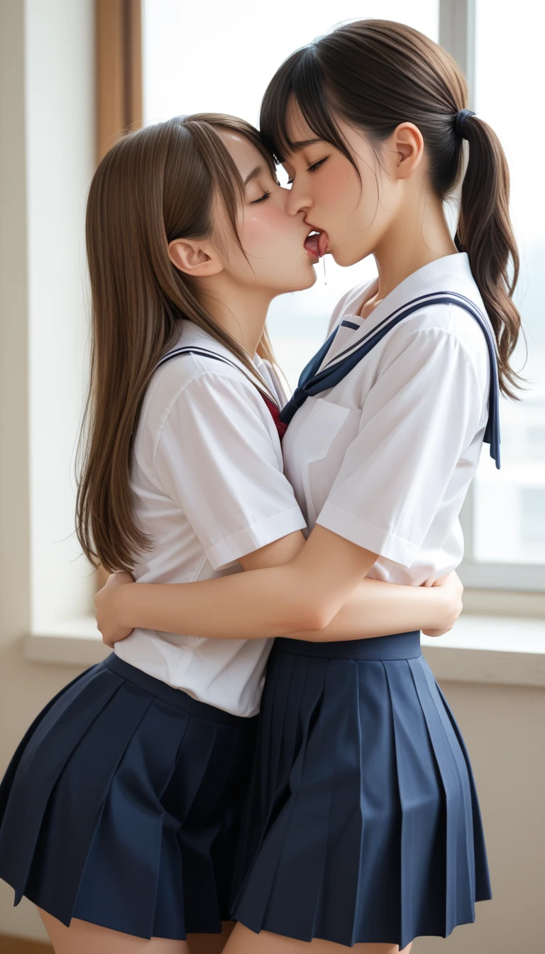 master piece,hyper quality, Hyper Detailed,Perfect drawing,nffsw,。.3D,8K,Two anime beautiful girls kissing while pressing their breasts against each other
Two beautiful girls from anime staring at each other from the front, Pressing each other's breasts、Hug each other
Japanimation Moe Anime Beautiful Girl Kogal Brown skin Loose socks:1.5) gal make a sailor suit a miniskirt(0.8) Luxury underwear、you can see my panty room、indirect lighting、Night view outside the window、beatiful backgrounds、Detailed drawing、Accurate drawing、clearface,Perfect illustration、