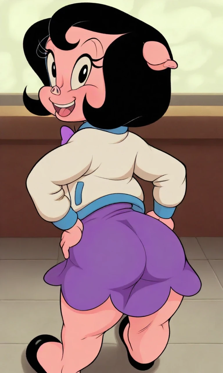 score_9, score_8, score_7, BREAK, 1girl, solo, lucy, black hair, blue dress, puffy sleeves, outdoors, grass, smiling, happy, standing, looking on viewer, bottomless, spread pussy, Ahegao, mostrando el ano, nalgas grandes, from behind, abriendo las piernas