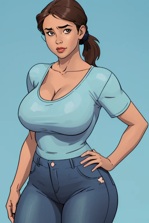 highly detailed woman, HHUD, <lora:HUD3:1>, <lora:HUD2:0.6>, chubby, with modern style, radiant light, unreal engine, wearing Boyfriend shirt and leather leggings, Finger waves, black hair , blue eyes, Vintage 90's anime style,Ivy-covered stone cottage in the countryside, female naked, by hajime sorayama, greg tocchini, virgil finlay, sci-fi, colors, line art.