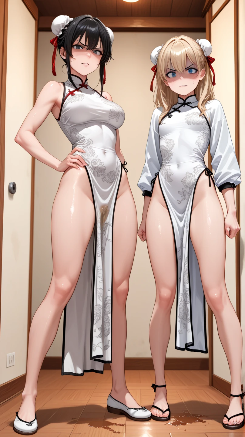 (((High resolution:1.5))), (((Very detailedな:1.5))), (((Three Girls:1.3))),((7Head to Body:1.3))、 (((beach,Outdoor、Midday light background)))、(((Happy expression))), (((smile:1.5)))、(((Beautiful and detailed eyes:1.3))), (((Very detailed))), (((Details face:1.5))), break ,sunny、(((Nude:1.5))),(((During menstruation、Menstrual leakage:1.5)))、((Very delicate body))、((Very flat chest))、((Small waist))、((thigh gap:1.2))、Friendly atmosphere、