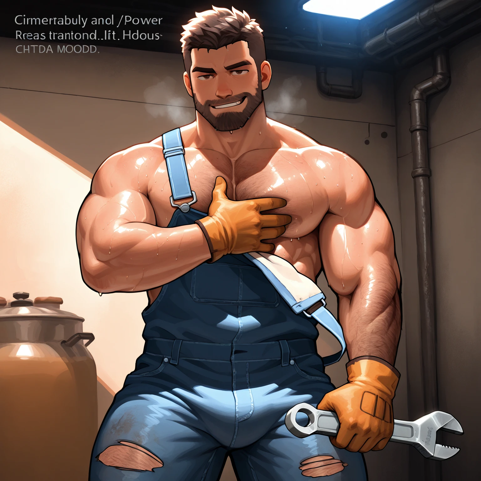 best quality, masterpiece, yaoi, 2 boys, handsome man, muscular bodybuilder, mature facial features, shouting out, exaggerated tiny waist, construction safety gear, hardhat, toolbelt, kneeling wide, masturbating, one hand grabs breast, extremely explosive cumshot, spraying cum, another man takes a video with his phone, construction site, perfect fingers, zoomed out, fill frame, full body, sexy, gay, homoerotic, perfection, no watermark, no logo, no signature