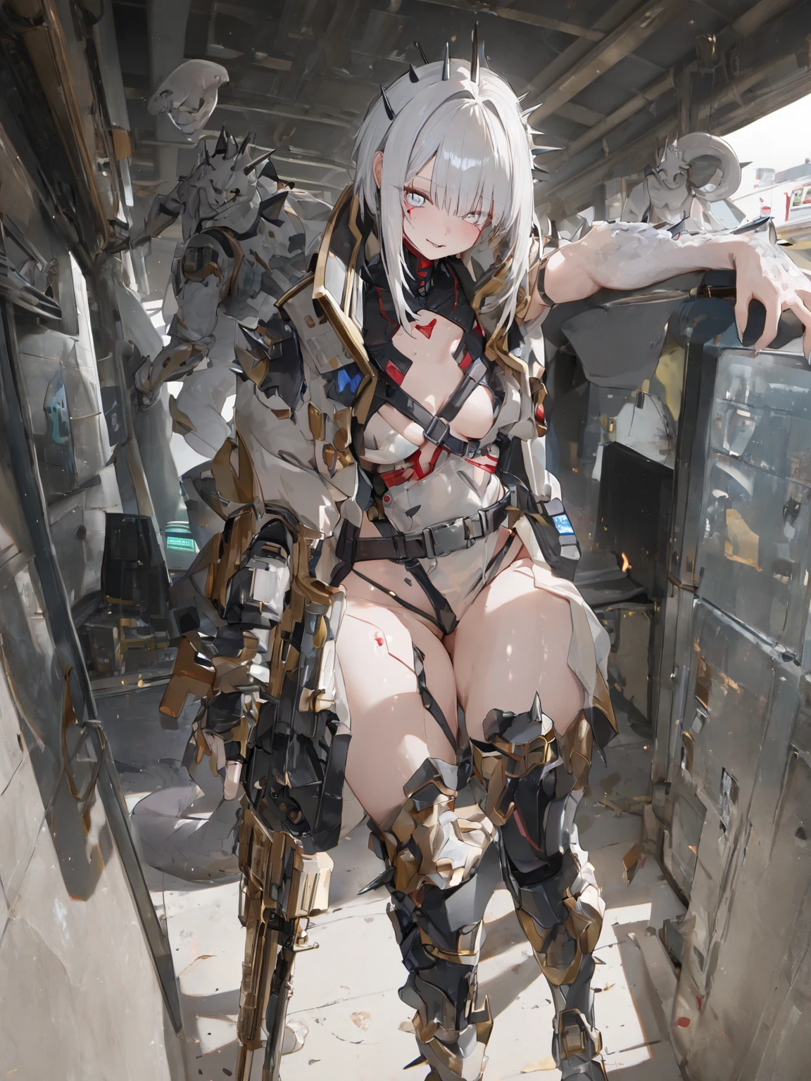 demolished, Tattered, android girl, ruins of ancient egypt, , Exposure of pussy, nipples and breasts, To pieces, robot internal organs, fluffy ,Completely naked, Scatter apart, Parts such as arms and legs falling apart, cry, leaning against another robot's junk. Wires are sticking out here and there,The light in my eyes is fading, Anubis ,Fall down looking up, Parts of limbs are missing,Ancient Egyptian erotic clothing,Debris is falling from above, My left eye is completely destroyed. Lying weak, Many robots in similar condition,fluffy , Destroyed lower body, The lower body and upper body are separated, erotic clothes of ancient Egypt,Damaged parts are scattered , A girl next to me is crying and holding my hand.