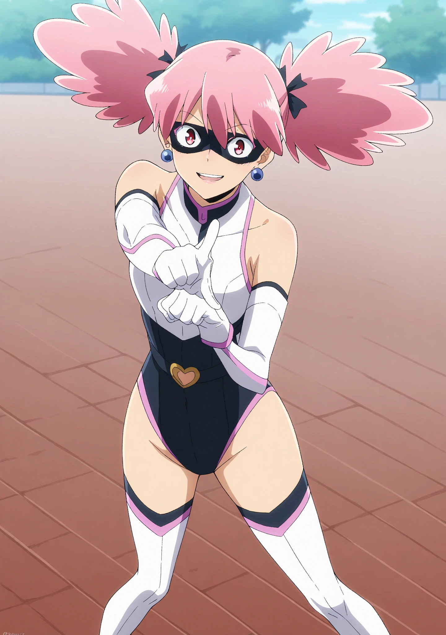 there is a cartoon picture of feminine boy with short pink hair, anime moe artstyle, 1 7 - year - old anime, in an anime style, demon femboy, flat anime style, cute, crossdresser, lewd body, curvy, sexy bunny outfit, doing a  pose