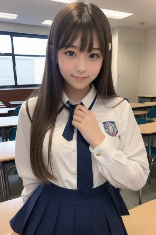 Browsing Caution, ((masterpiece)), ((highest quality)), (Very detailed), ((cute)), cute, (Multi-point), ((sexy)), (device), ((Very detailed)), 4K, (8k), highest quality, (beautiful), hyper cute face, shape, Anime Style,hyper Genuineistic, Genuine, Dynamic Angle, ((whole body)), close, Thick outline, Clear contours, at school, (Two Girls, 2 cute girls:1.5), (Schoolgirl Uniform :1.5), beautiful light brown hair, beautiful brown eyes, ((beautiful eyes)), (Open your legs to the side:1.5), ((short hair)), smile、(look viewer:1.3)