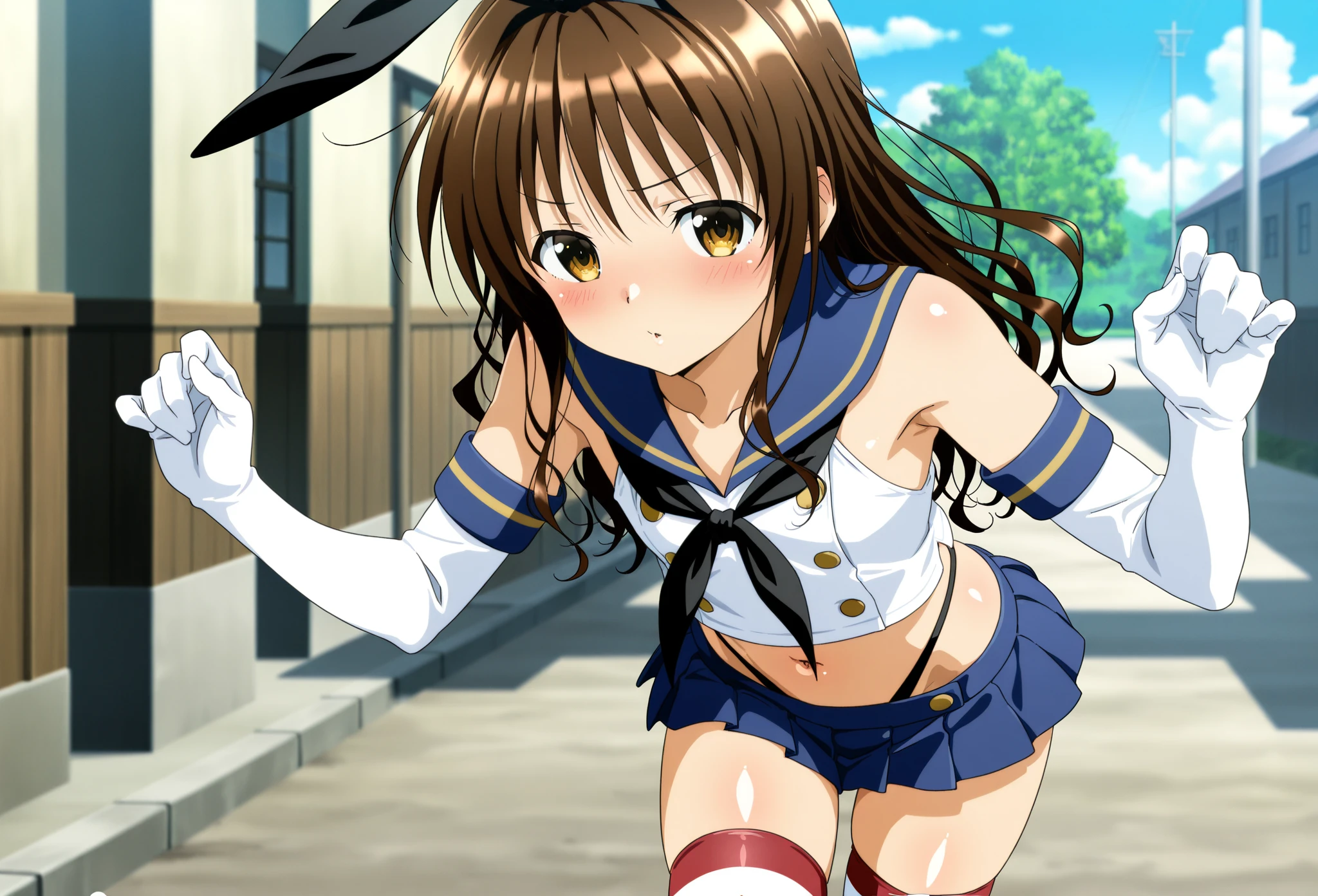 1girl, solo,(best quality),(masterpiece:1.1), upppr body, looking_at_viewer, dynamic angle, serafuku, cute, clear facial skin,
