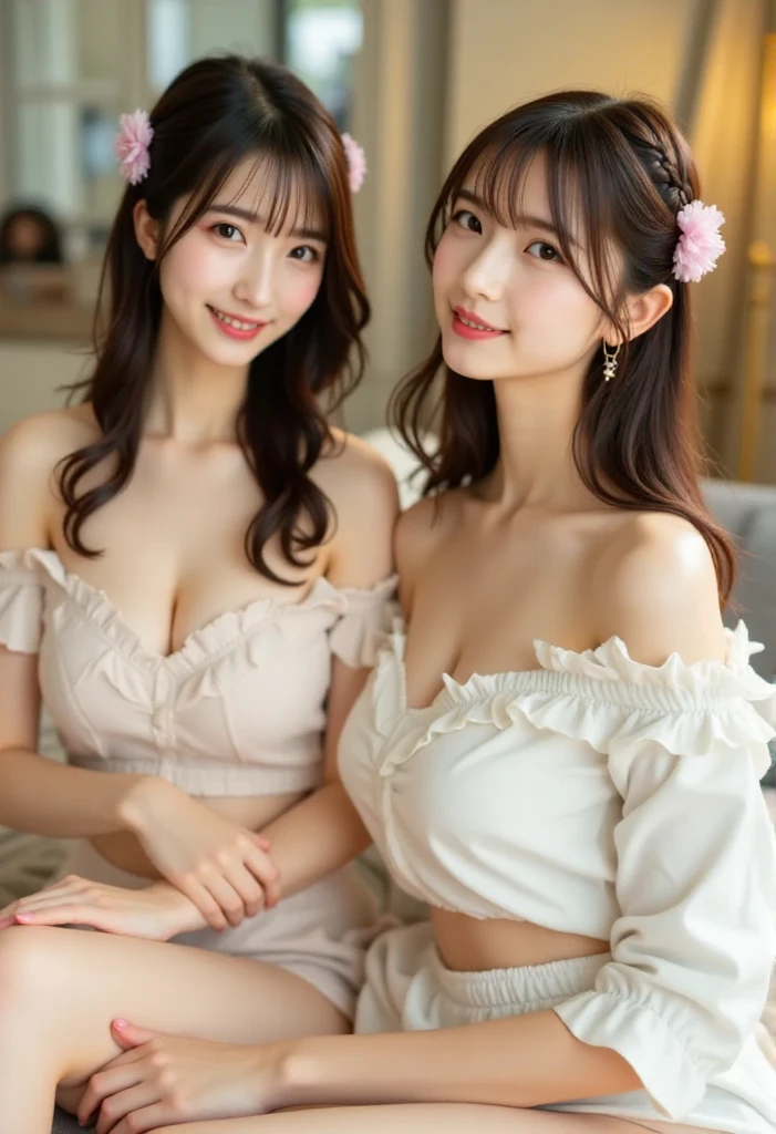 (2 girls:1.4), amazing face and eyes, ssmile, vibrancy, vibrancy, (Holy Vestment:1.2), (Holy Vestment with open chest:1.4), (Best quality at best:1.4), extremely detaild的 CG unified 8k wallpapers, The is very detailed, High-definition RAW color photo, professional photoshooting, Realistic portraits, (Girls Bar:1.3), sexy lighting, Pink light, Sexy portrait of girl, The feeling of , tocar, (Christmas tree, christmas ornaments), Christmas party, special moment, Cheers to our love, Endless love,