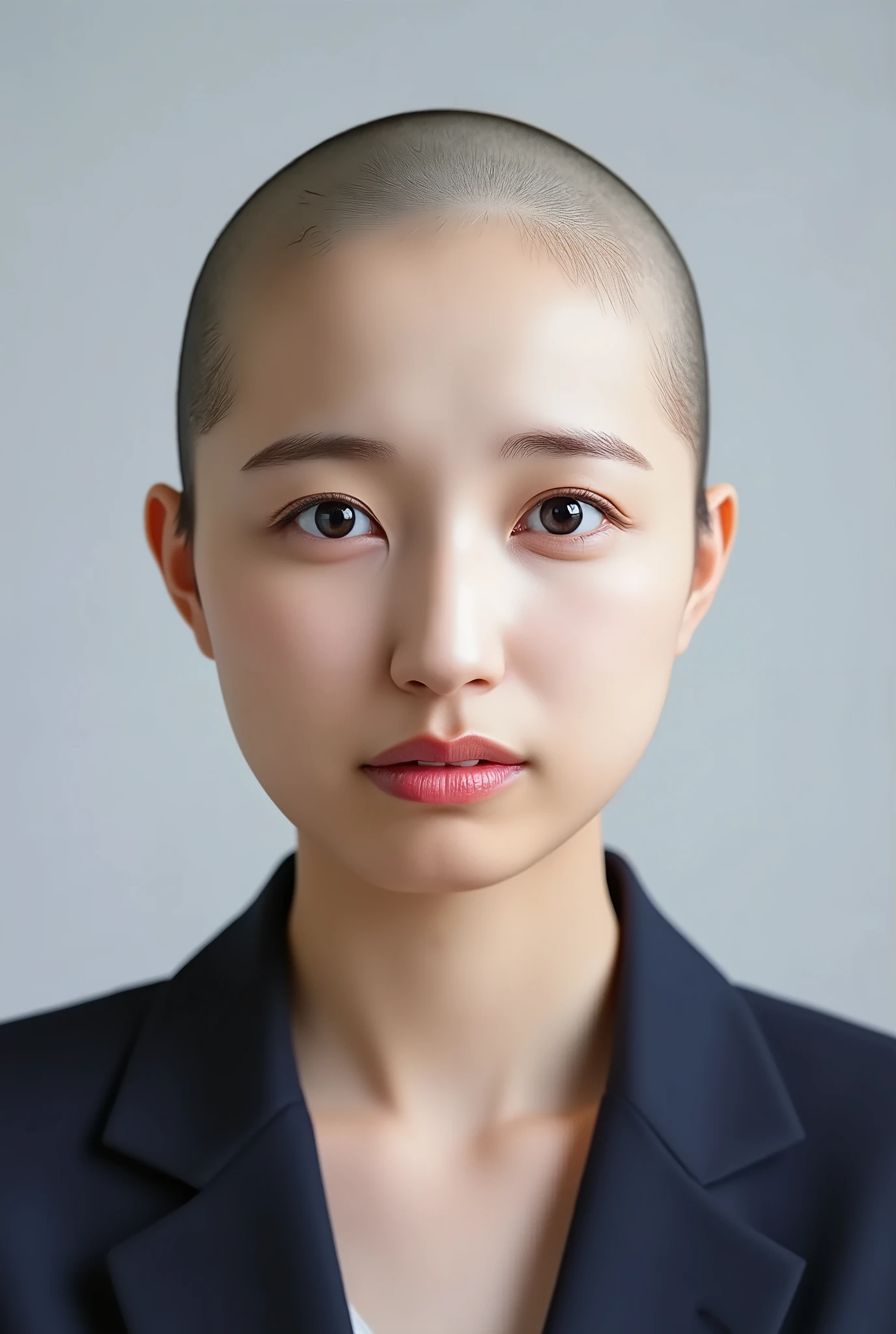 Create an head shot face, frontal face, look frontal face, please head bald (ioki_mao_flux: 0.5), (IOKI.MAO.FLUX: 0.5), hyperdetailed, maximum fidelity, quality, cinematic, subsurface scattering, maximal attention to correctness and detail, epic, magnificent, wondrous