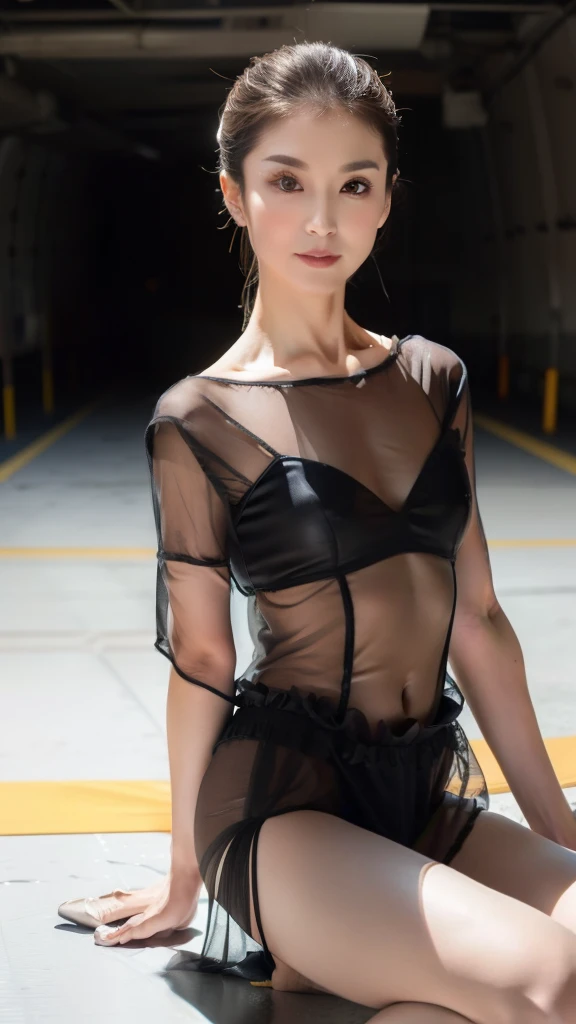 (RAW photos, best quality), (Practical, Photo Practical: 1.3), best quality, Very detailed, masterpiece, Ultra Detail, 1 Korean female model, Very detailed的脸部,Exquisite eyes, Full body portrait, Perfect body,(((Art style))),Sequin costumes,t-shirt,(((Short sheer tulle skirt:1.3))),Long legs,Long-range shooting, World masterpiece Theater, Stylish_long_hair, best quality, Movie Lighting,Night view,Stand on the bridge,With your back to the audience