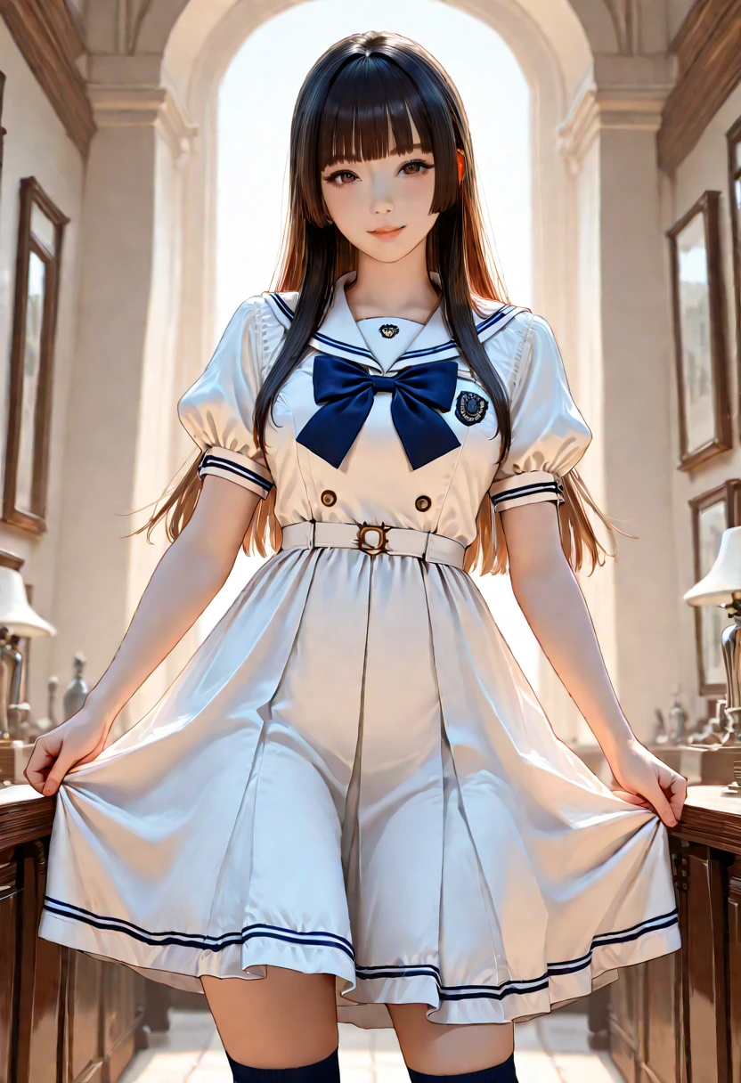 (masterpiece, best quality), best resolution,a 18yo, italian girl, short dress with long hair and a sword, from the azur lane videogame, azur lane style, from girls frontline, from arknights, characters from azur lane, girls frontline style, best anime 4k konachan wallpaper, fine details. girls frontline, kantai collection style, girls frontline cg, art of kirokaze pixel