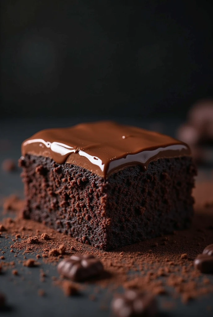 cinematic still-frame chocolate, chocolate cake ,deep dark background,High quality photos,Wet texture,Icing ,studio photo,slice,shallowdepthoffield,Vignette,Very meticulous,High budget,Bokeh, widescreen,gloomily,epic,opulent,cinematic grain,grain sense