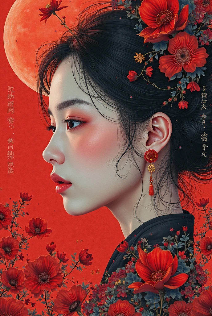 Official Art, Unity 8K壁纸, super detailed, Beautiful and Beautiful, masterpiece, best quality, (zendispute, datura, dispute, endispute), ( Fractal Art :1.3) , 1girl, Red flowers, modernn architecture, dynamic angle , Cowboy shooting, The Most Beautiful Form of Confusion, Elegant, Fauvist design , Vivid Colors , , author:JamesJean, Robbie Devi Antonio, Ross Chan, Francis Bacon, It was cold, Adrian Genius, Petra Colight, Gerhard Richter, Takato Yamamoto, Ashley Wood, atmospurate