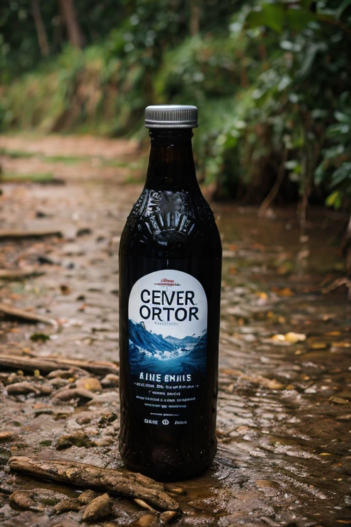 walks on a cliff,Well equipped,has mud on its face,eye detailed,The tallest bottle,Light rain