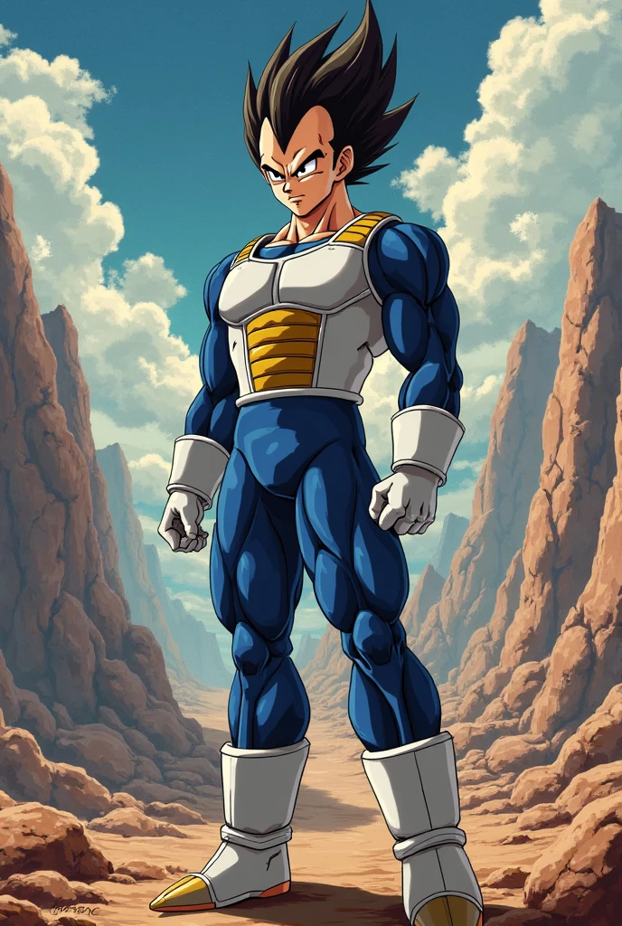 1guy, masterpiece, best quality, absurdres, wallpaper, detailed face, detailed eyes, Vegeta , full body, Sayian armor, massive bulge