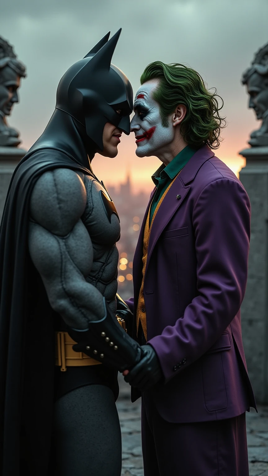 joker hugging batman