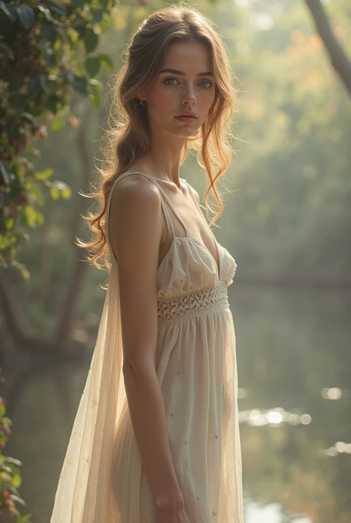 beautiful freckly girl, sweaty skimpy wet disheveled emma watson, adorable, freckly sweaty skin, sweaty long blonde hair, dress peeking, bathing in backlighting, opening buttons, sunrays, petals falling, roses, opening shirt, showing clevage, butt, fog, haze, sweaty, dripping, hot girl, showing clevage, rose petals, beautiful face, sunlit, in attic, covered in flowers and petals, godrays, cozy, wet skin, morning dew, backlighting, hazy, golden hour, morning light, erotic mood, alone, countryside, shy, masterpiece, best quality, ultra-detailed, solo, smoke, shadows, contrast, close-up, cinematic light, side lighting, ultra high resolution, best shadow, RAW, 4k, sexy, cleavage, style of david hamilton,