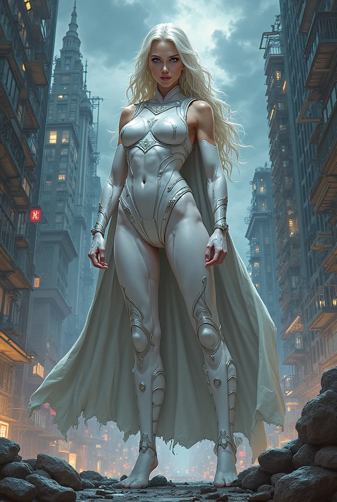 adult Supermodel [natasha henstridge:charlize theron:0.7], full body, standing on a city street, wearing a [red|blue|yellow] cloth tshirt crop top, [perky nipples cloth impression::0.3], intricate spiky headress, trench coat, piercing eyes, detailed vivid blonde hair, (low waist gstring) low cut shorts, huge perky boobs, navel piercing, midriff, toned athletic body, single amputated bulky steampunk (robotic prosthetic leg) with golden accents, sexy pose, drenched, raining, wet hair, toned thighs, extremely detailed wet shiny skin, wet clothes, (smirking expression), detailed face, (wearing strappy flip flops), (close to ground angle, from below), (selective color style), black and white background colored foreground, weird future fashion <lora:weird future fashion_v5:1>