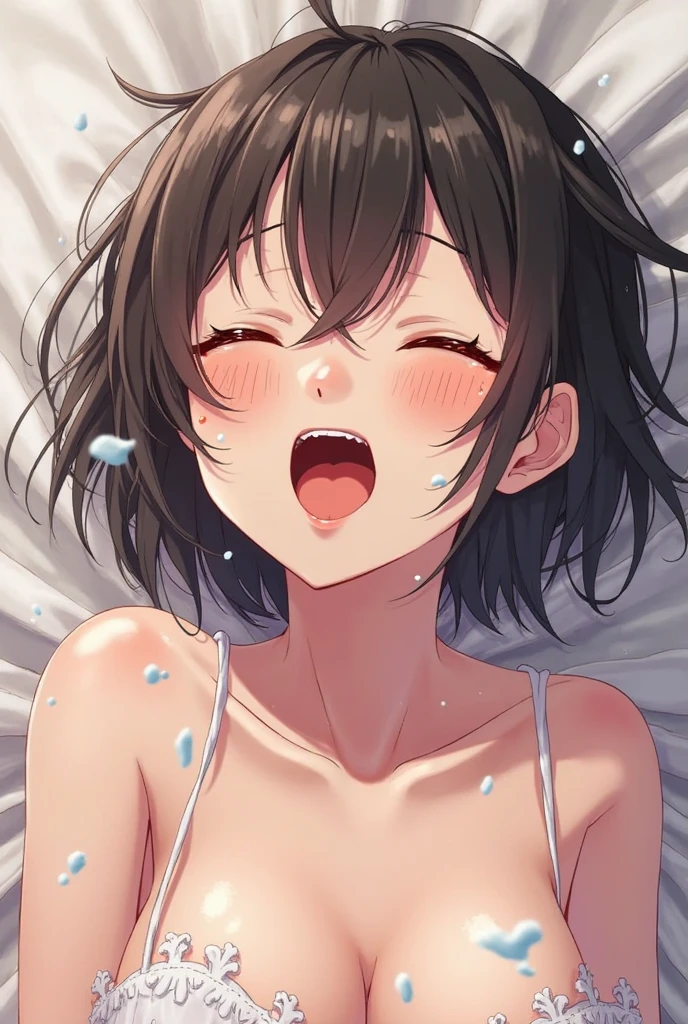 (masterpiece, best quality, high quality, highres, ultra-detailed, detailed background,)1girl,(early s),black hair,short hair,(Gakuran),full body,pov,fullbody,(heavy breathing:1.4)(open eyes,:1.5),(cum in pussy,cum on body,cum on breasts,cum in mouth:1.2),(flat chest :1.5)
BREAK
(lying on bed,on back,Completely exhausted and lying sprawled out as if dead after intense violent rape,white steam,labored breathing,ragged breathing,very sweaty,sweat,:1.7),
(Sweat-dampened and slightly disheveled hair peeking from the temples and nape,sweaty),(hair is stuck to body with sweat,:1.1),
BREAK
looking at viewer,shock,eyes widen in surprise,screaming,open mouth,