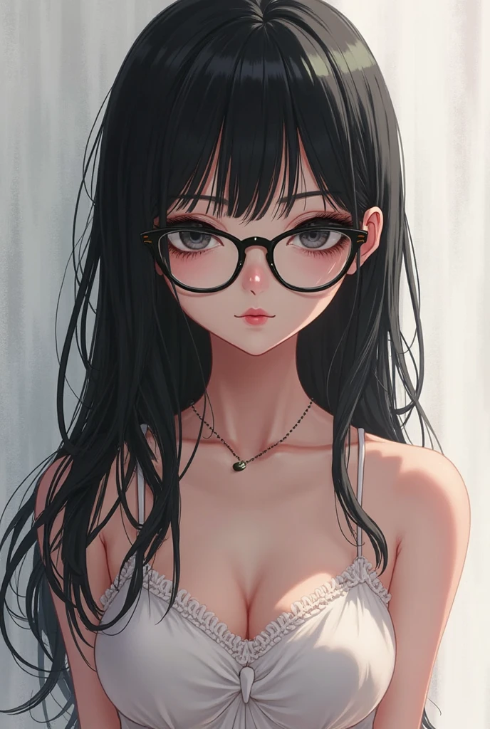 Erotic、Bedroom、Completely naked、slender、Smooth, very beautiful, white skin A girl about 10 years old、Glasses、Black Hair、Sweat、Expressionless、Close-up of face child Small Big eyes Small breasts Watch dick