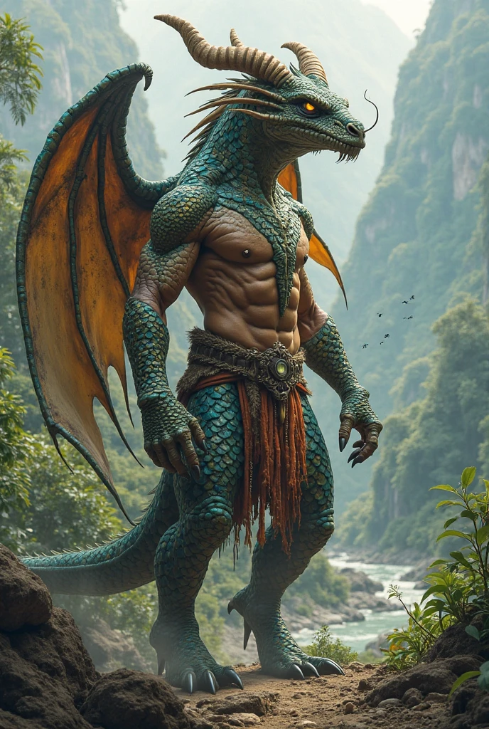 human lizard boy fit with wings