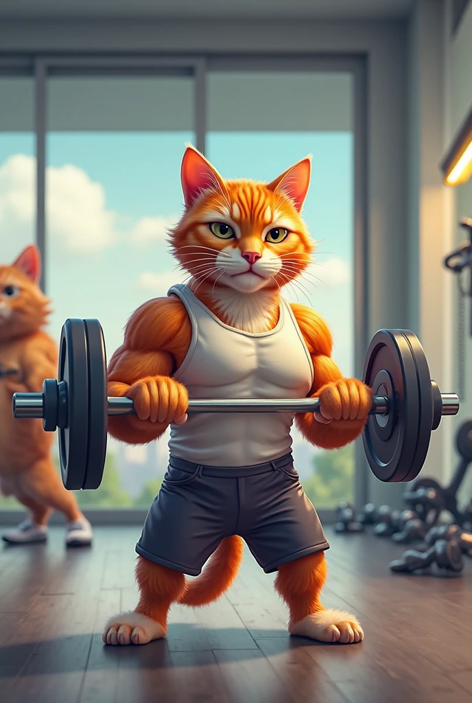 Cat Weightlifting Work Out Funny Gym, 1fille, galaxie, Paillettes, robe, particule, Vent, fleur, Haut du corps, fond simple et sombre, regarder le spectateur, blond,