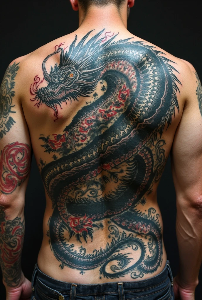 Gothic dragon wraparound tattoo