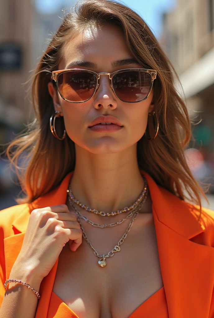 Bold artistic photography by Jill Greenberg, women with luxurious and vibrant style, abundance of decorations, large yellow sunglasses with gold frames, Prints, Tester, extravagant, baroque scene