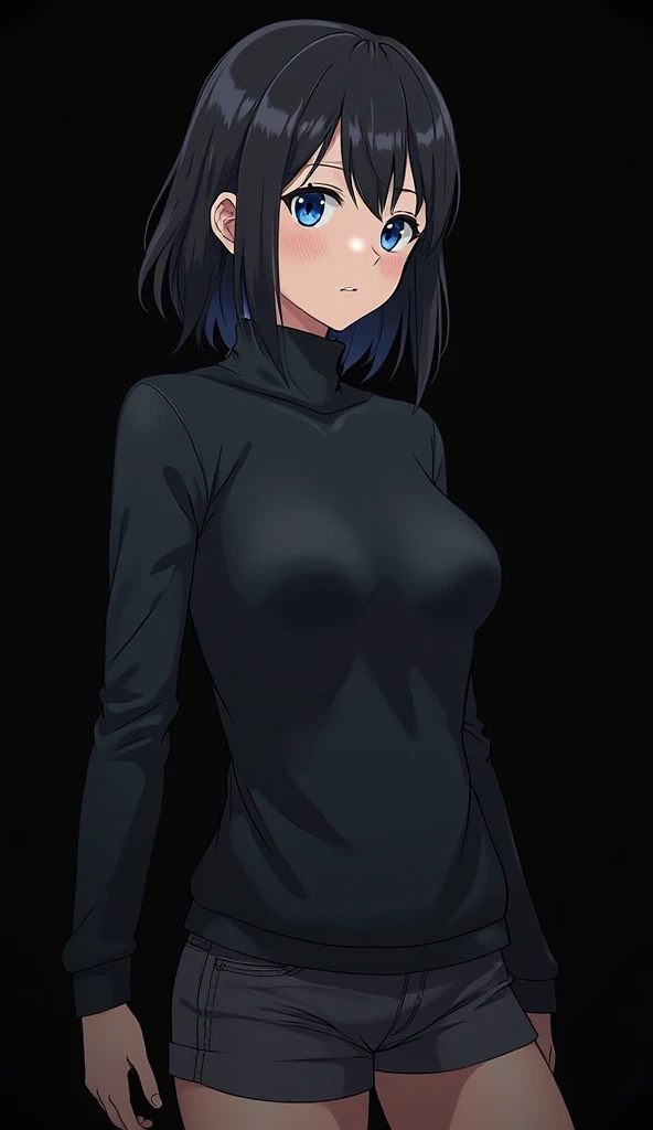 watching at viewers　　　black suspenders　　　Bulging big breasts　　 　 　　　walls: 　Black miniskirt　garters　　　　　　Gaze　　　Small face　bangss 　　　holster　　　Beautuful Women　　hands up　　Leg holster lying on the bed　　Gaze 　black boots panty shot