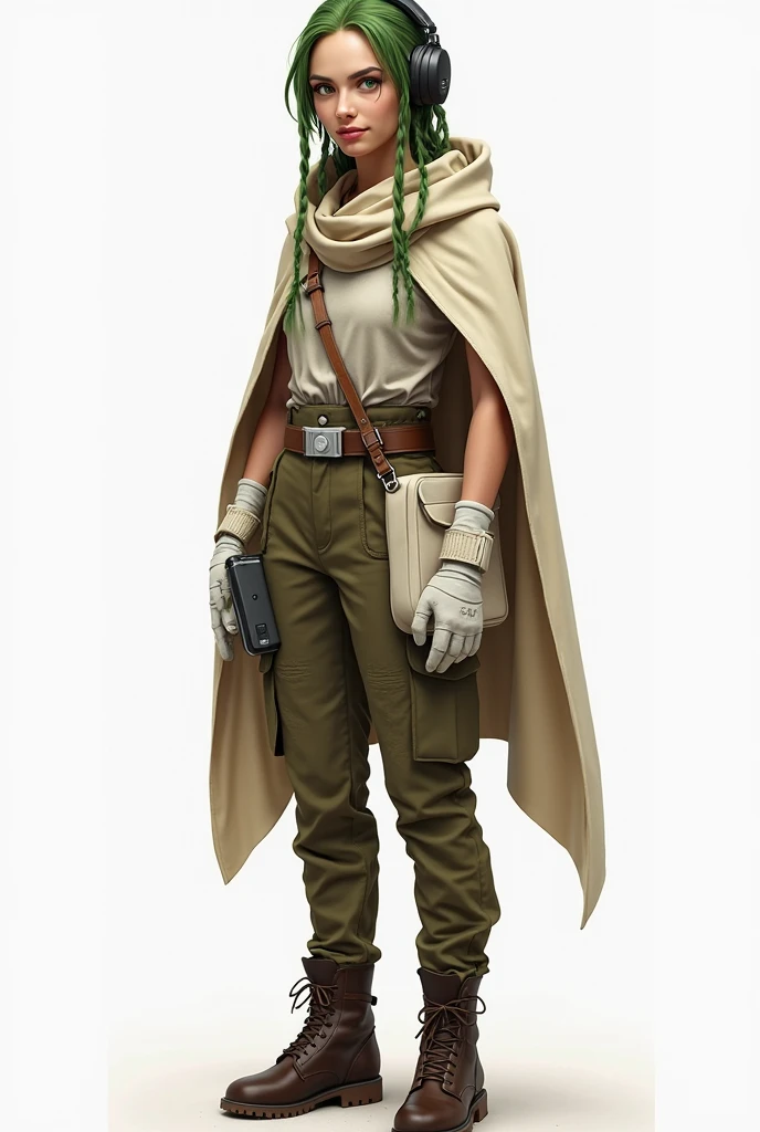 Full body turnaround of young female sniper game character wearing Islamic hijab with post apocalyptical worn clothing made of scraps and old fabric with beautiful face featuring detailed front and back views, Highly detailed, , and smooth digital illustration with sharp focus, 4K UHD image , by unreal engine 4