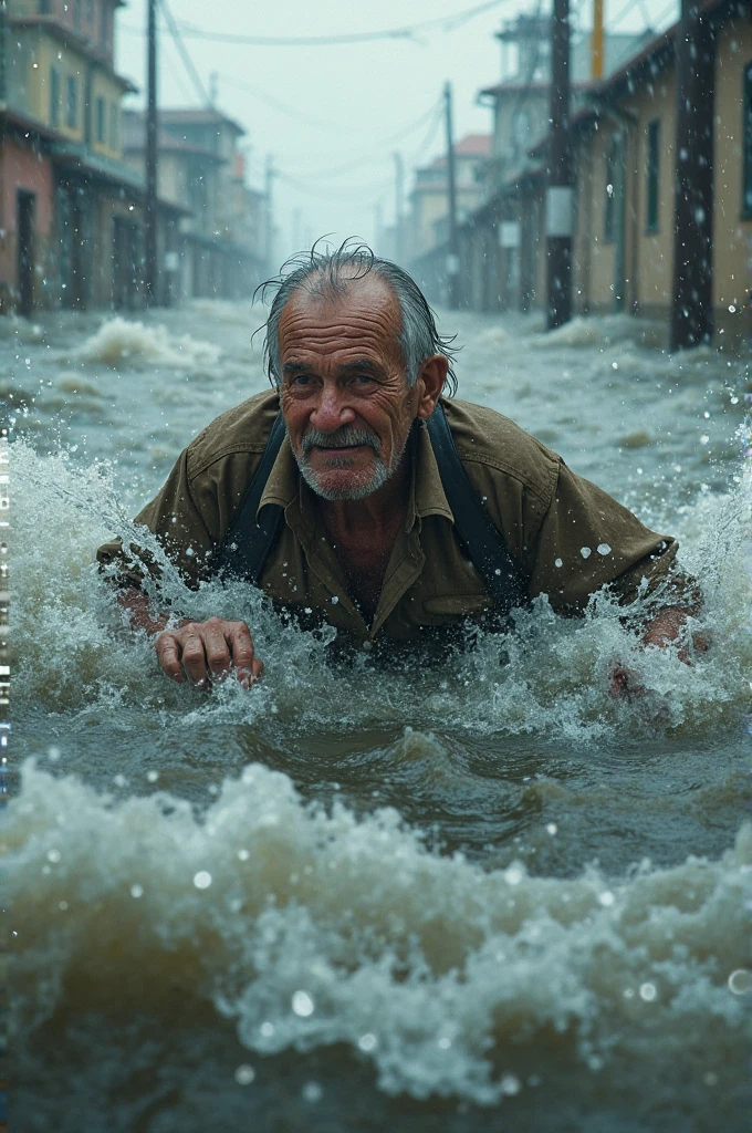 Man are washed away over by flood