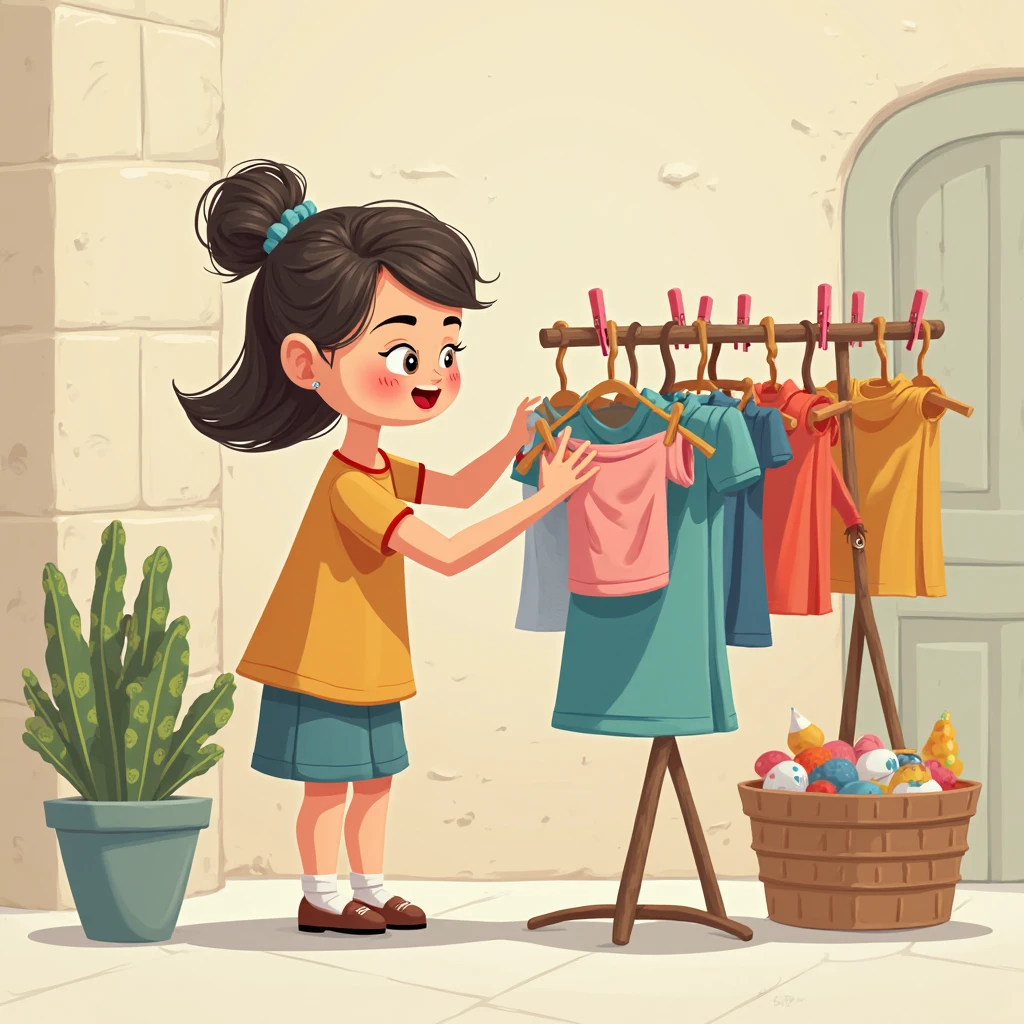 girl organizing shoes cartoon