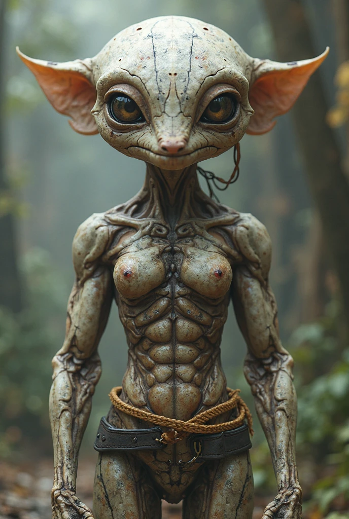 An alien from Star Wars big boobs holding her boobs