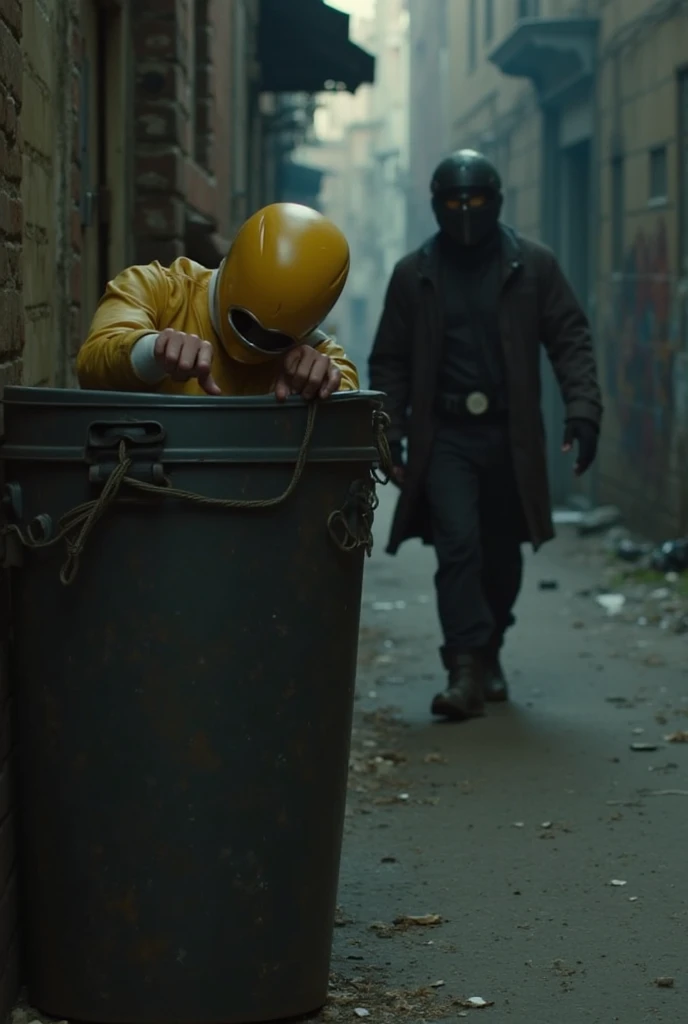 A man wearing yellow clothes is fighting surrounded by zombies