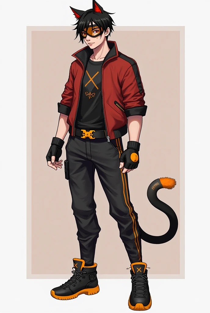 better quality,
tail, solo, cat ears, yellow hair, yellow eyes, 2 cat tail, 1boy, gloves, animal ear fluff, standing, full body, looking at viewer, black background,
rackanimal, balck bottom,