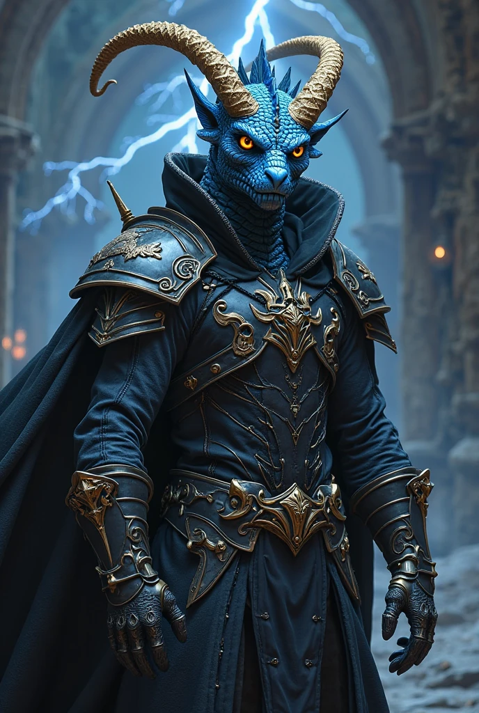 "ariel view of a fullbody skinny mask covered man with glowing eyes with a baby blue/purple algae glowing hatchling dragon wrapped around his shoulders, holds a bloody celestial orb staff filled with magic in his hand wears light dark leather armor and a spiked helmet with a dark rainbow vibrant cloak standing in a dark room of the castle illuminated by candles, elden ring dark fantasy ultradetailed 64k 3d hdr, bioluminescent,