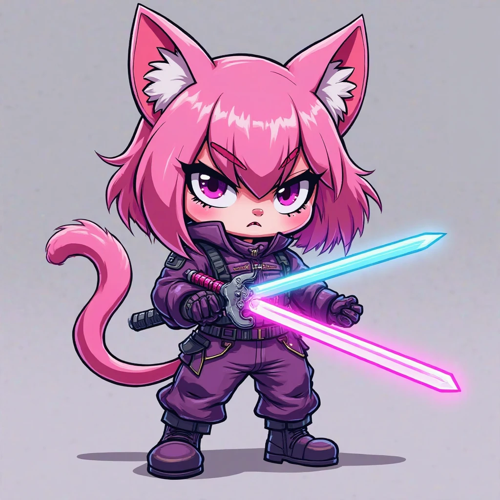 downy furry,Little girl,((loli)),PINK hair,short hair ,PINK CATt eye, pink downy furry skin,PINK CAT ears, pink furry hand,PINK CAT tail,a strip of furry cat tail,furry CAT legs,furry CAT foot,furry face, furry torso,furry navel,furry lips,furry cat mouth,good anatomy,good artist,good quality,good detail,naked,full body,swordsman,Holding a Spear