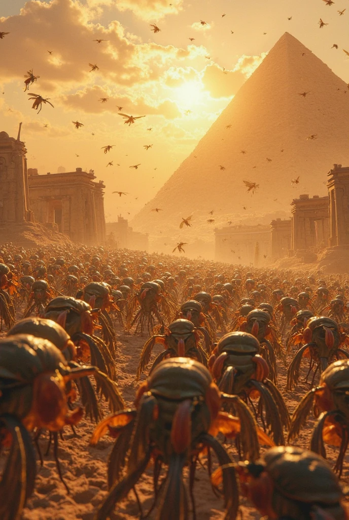 People in Egypt fleeing in fear from an invasion of frogs. 4k