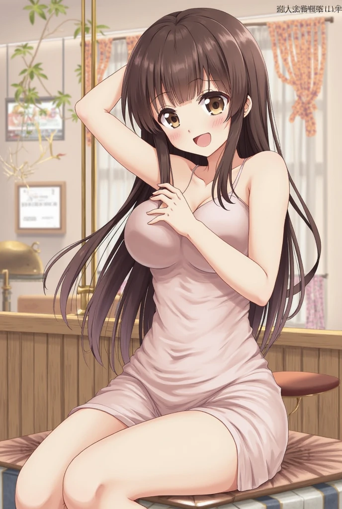 (((pixel-perfect, detail-perfect))), solo, 1girl, chizuru ichinose, sweater, looking at viewer, smile, upper body1 girl, beauty, brown eyes, alone, breasts, brown hair, big breasts, Kanojo anime lineart, Chizuru, 1 girl, brown hair, long hair,, big breasts,transparent lingerie,add_detail: 1,