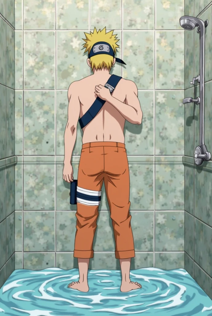 Naruto, shirtless, swim briefs, muscle growth, showering, 12 year old boy,