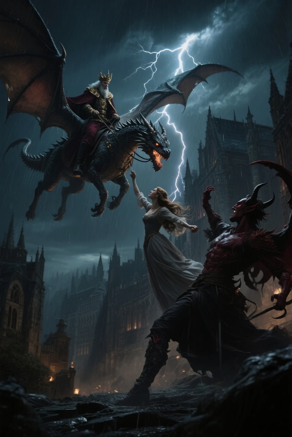 Castlevania Shadow Lord hyper realistic super detailed Dynamic shot masterpiece leading demon army troops into battle Hyper realistic hyper realistic war environment super detailed cinematic scenes movie Epic Legendary different angle of view