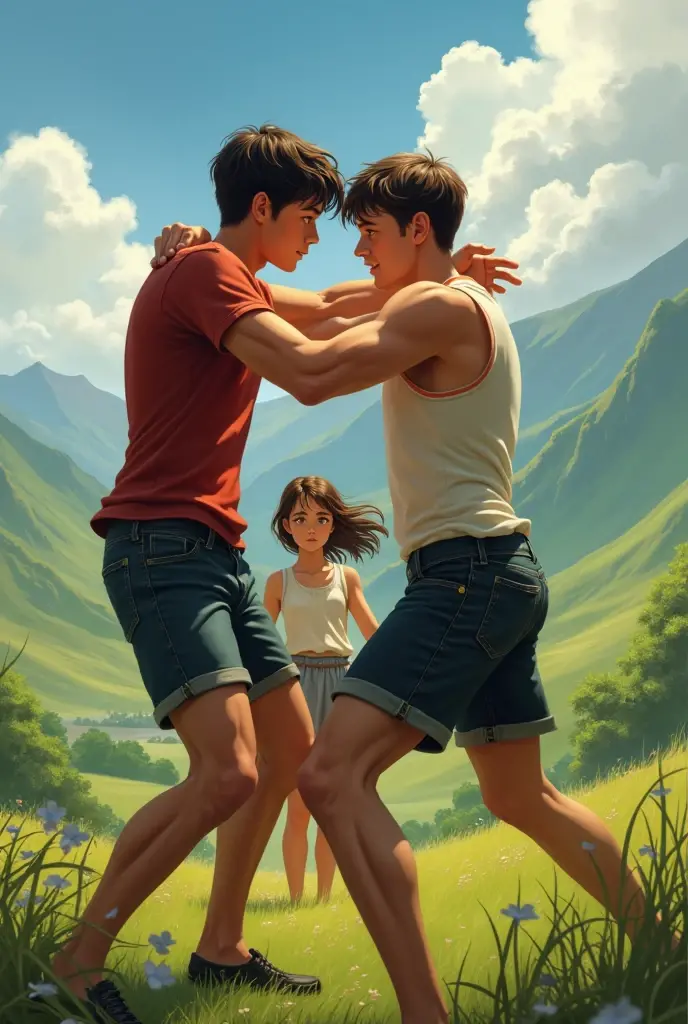 Two boys fighting for a girl