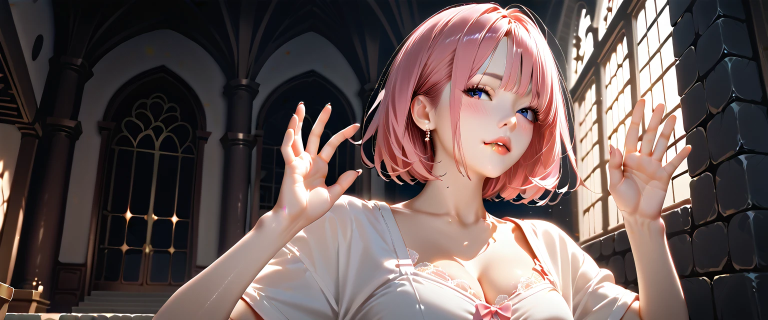 (((masterpiece))), (((best quality))), ((ultra-detailed)), (highly detailed CG illustration), vinsmoke reiju, , (masterpiece:1.5), Detailed Photo, Sexy, (Best Quality: 1.4), (1girl), Beautiful Face, (Pink Hair, short Hair: 1.3), Beautiful Hairstyle, beautiful detail eyes, (realistic skin), beautiful skin, absurd, attractive, ultra high resolution, high definition, (sexually aroused:1.5), Pinkish white skin, cool white light, sexy pose, Beautiful , white background, pink soft white light, Wear a white dress, (Hair covering right eye:1.5), (zombie girl:1.4), (breeding:1.6), (cute dead girl:1.5), (deadly eyes:1.8), (Eyes without sparkle1.7), pale skin, dead body, no life, (lifeless:1.5), (Wounds on the body:1.6), (dribbling:1.5), (red blood on body:1.3), (Bruise on the body:1.4), (nsfw:1.2)