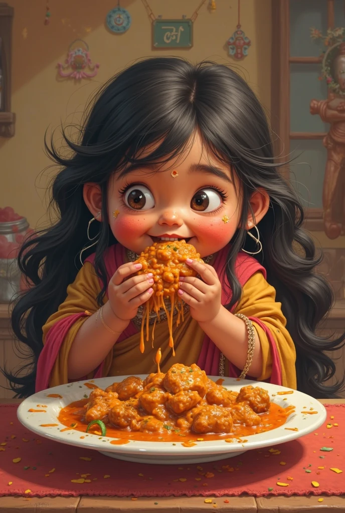 A five year old Indian girl crying and holding a plate of food