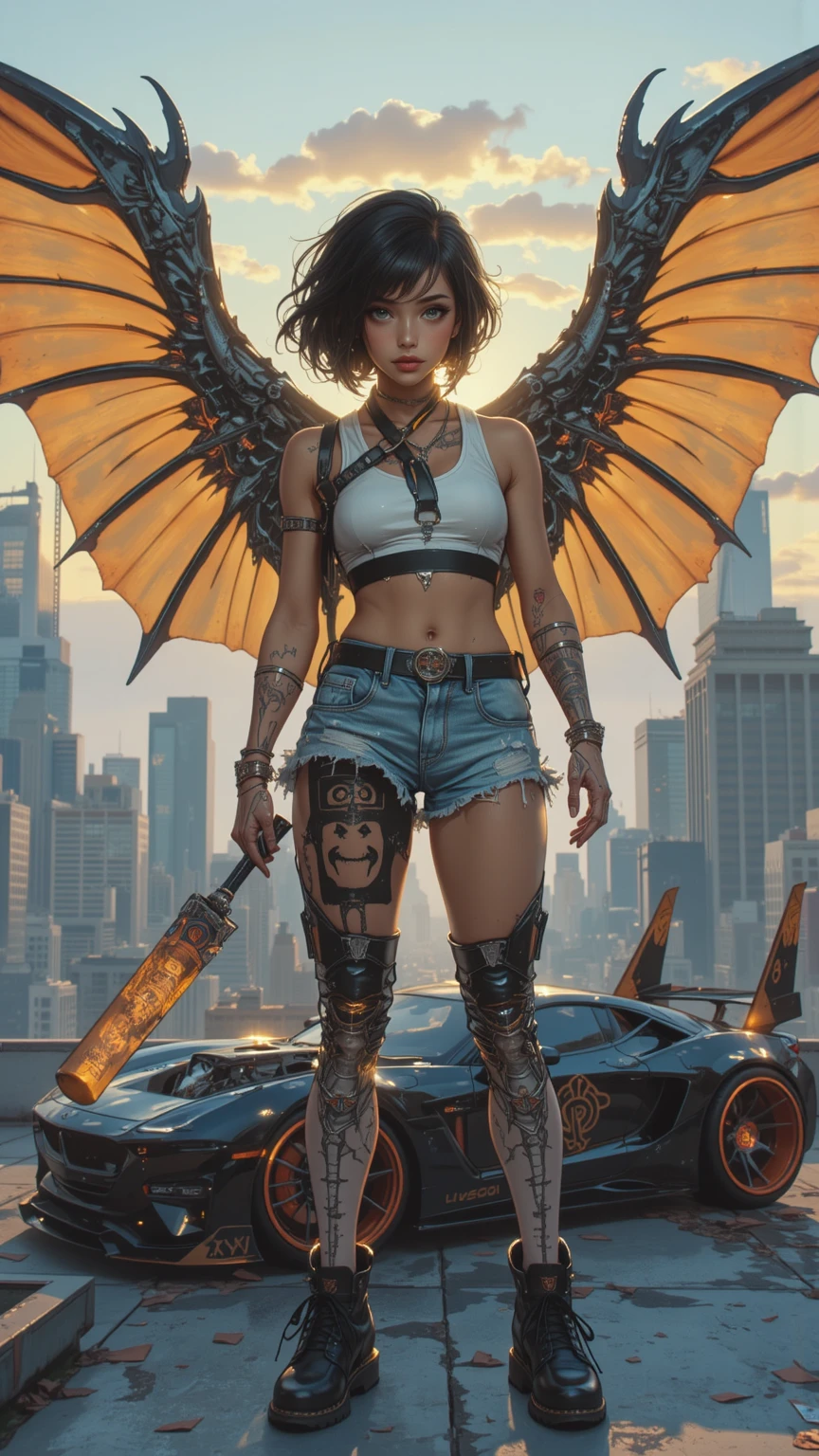 arafed woman with a yellow top and black jacket posing for a picture, cyberpunk angry gorgeous goddess, beautiful cyberpunk woman model, cyberpunk 2 0 y. o model girl, hyper-realistic cyberpunk style, in cyberpunk style, cyberpunk art ultrarealistic 8k, cyberpunk photo, cyberpunk beautiful girl, style of cyberpunk 2 0 7 7, cyberpunk bee