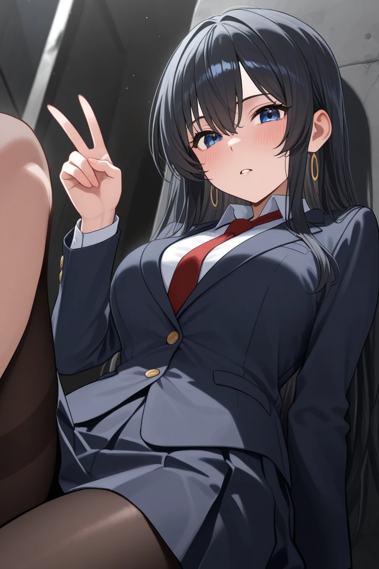 one person、masterpiece、highest quality、Super detailed、High resolution illustrations、enhance the charm of your eyes、depicted in detail、perfect body structure、School female teacher old lady.、navy blue business suit and long skirt、thin、black eye、unbutton one button'shirt、show something good、Bras with colorful designs printed on them、flat chest、small breasts、white long hair、school classroom、lipstick、blush、embarrassed look、shy smile、close one eye、sweat flows、Sigh、hot air、mole、dirt on face and skin、wrinkles on face and skin、aging of face and skin、wrinkled face and skin、NSFW,