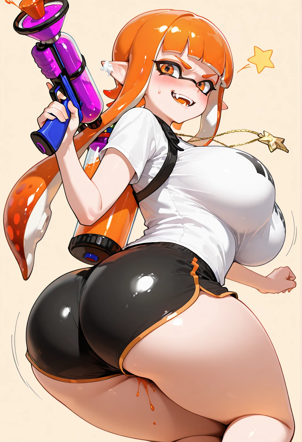 anime girl with orange hair and big ass in a black leather outfit, fofosexyrobutts, thick, lovely Brigitte de Overwatch, 极其详细的Artgerm, overlooking the beach, Brigitte de Overwatch, cyberpunk oppai, (sfw) safe for work, commission for high resolution, full body zenkai! asuka suit, Overwatch Tracer in bikini, kda