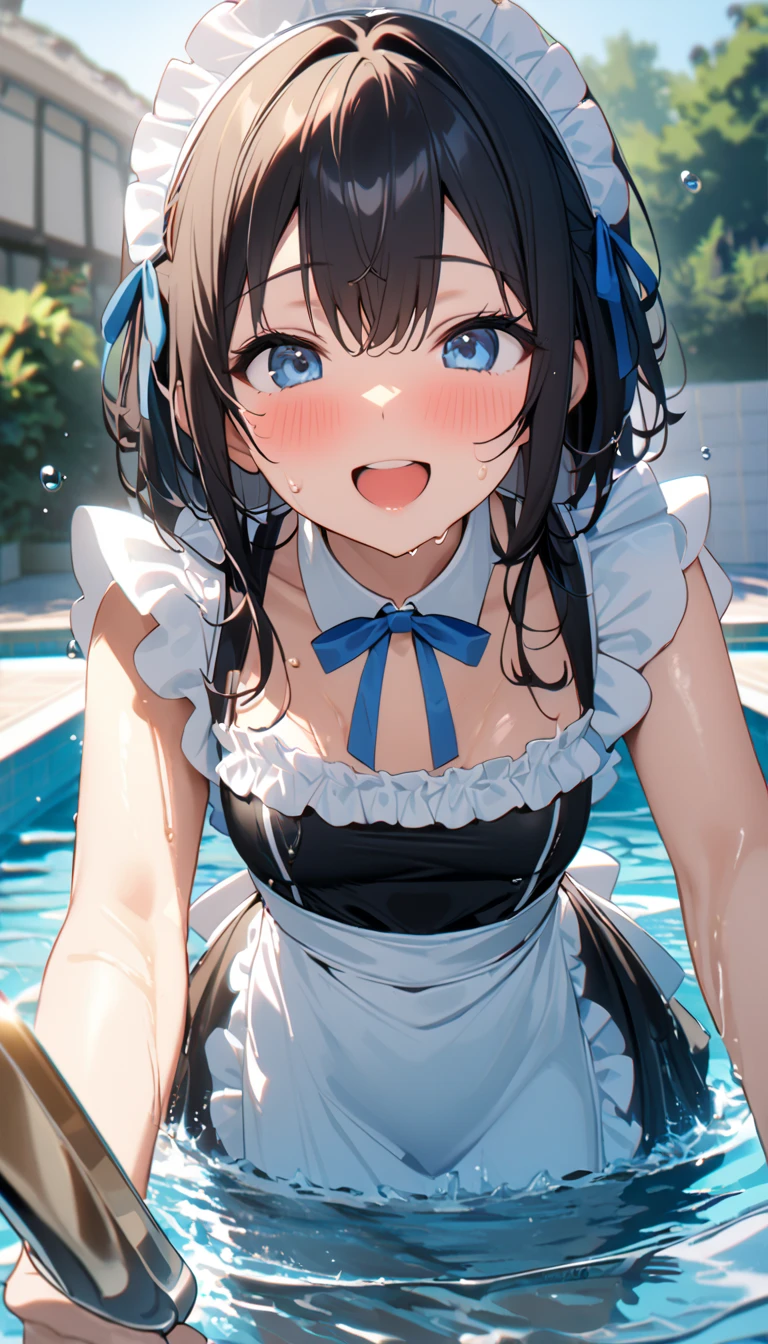 (Super best quality)(Highest quality)(Attention to detail)
Maid clothes, White apron, Headband, (Fashionable clothes)
Gothic Dress, ribbon, Maid clothes, (白と黒のMaid clothes)黒ドレスWhite apron
In the water, (Waterlogged), swimming, Side angle, In the water
((Even my clothes are wet 1.1))((Even my clothes are soaked in water)), (Water drop 1.1), ((Deep water depth)) ((Deeply immersed))
((Maid clothesで泳いでいる女性, Swimming, swimming))
Blue Eyes, Cat ear, tail, cute, The best smile, Water droplets all over the body((全身にWater drop 1.1)), Long, Water drops on my arms, Water drips from the clothes, Small breasts, Less exposure, ((Swimming in the sea, crawl, Breaststroke)), swim