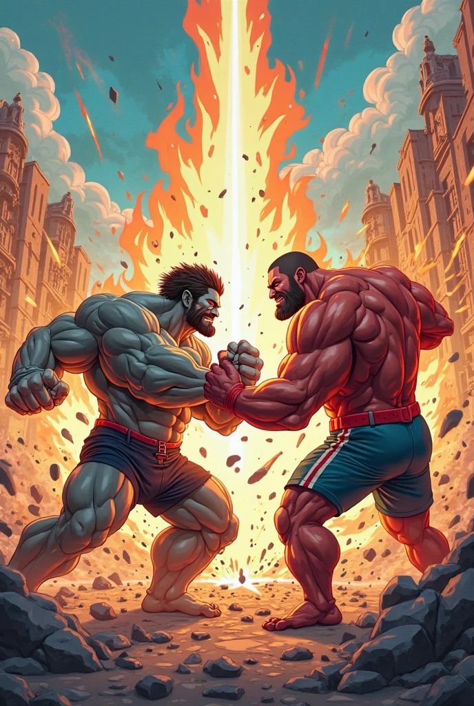 A fantasy gay sex world A black man with a hyper muscular body full black body a black man with a hairy, hypermuscular body with giant arms, muscular legs, full body, big breasts huge breasts huge asses bodybuilder only one man in the image a hairy man black body with hair manga story hero comic
