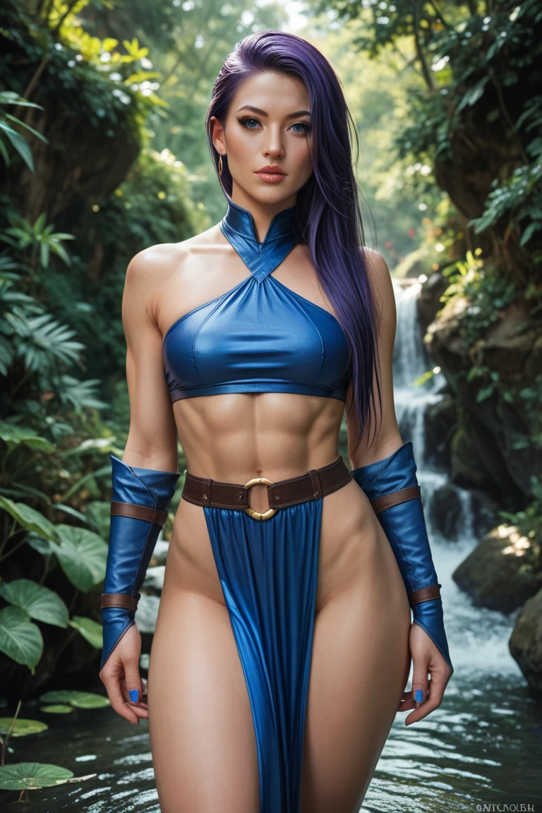 Metroid Fusion Predator (female), as an Indian Woman, a girl in a glutecentric body-suited warrior, dramatic lighting illuminates her chiseled features and intense gaze, camera effects enhance the sense of danger and mystery, no nudity is depicted, instead an emphasis on her muscular build, traditional Indian jewelry adorns her arms and waist, adding a unique cultural touch to her alien physique, moonlit jungle backdrop completes the scene.